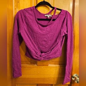 Express Magenta Long Sleeve Crop Top